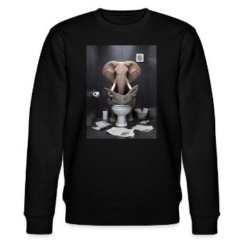 Elefant Toilette Zeitung lesen Geschenk - Stanley/Stella Unisex Bio-Sweatshirt CHANGER  - Schwarz - Vorne - Nik (191cm) & Marisol (170cm)