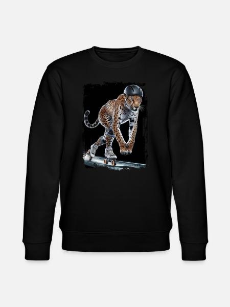 Leoparden Skateboard-Geschenk - Stanley/Stella Unisex Bio-Sweatshirt CHANGER  - Schwarz