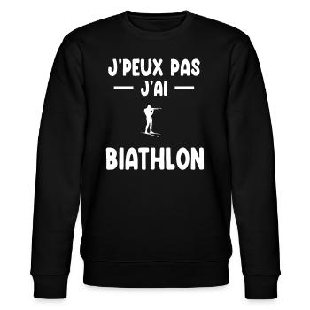 Ich kann nicht haben Ich Biathlon Geschenk Biathlet - Stanley/Stella Unisex Bio-Sweatshirt CHANGER  - Schwarz - Vorne - Nik (191cm) & Marisol (170cm)