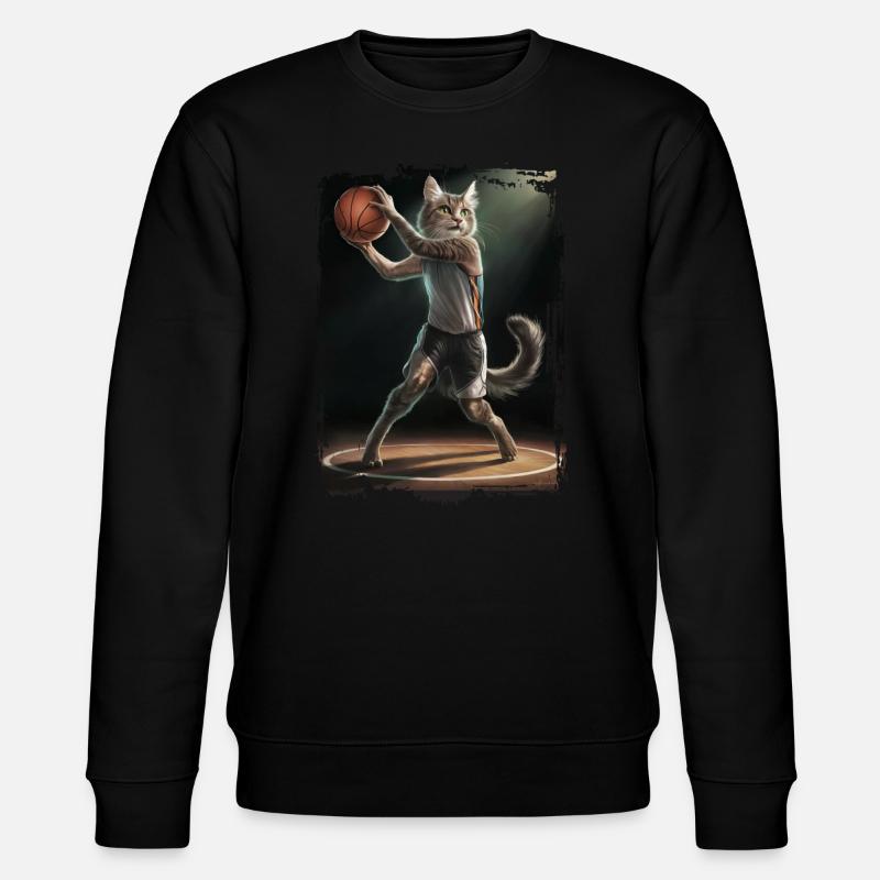 Katze spielt Basketball Geschenk - Stanley/Stella Unisex Bio-Sweatshirt CHANGER  - Schwarz