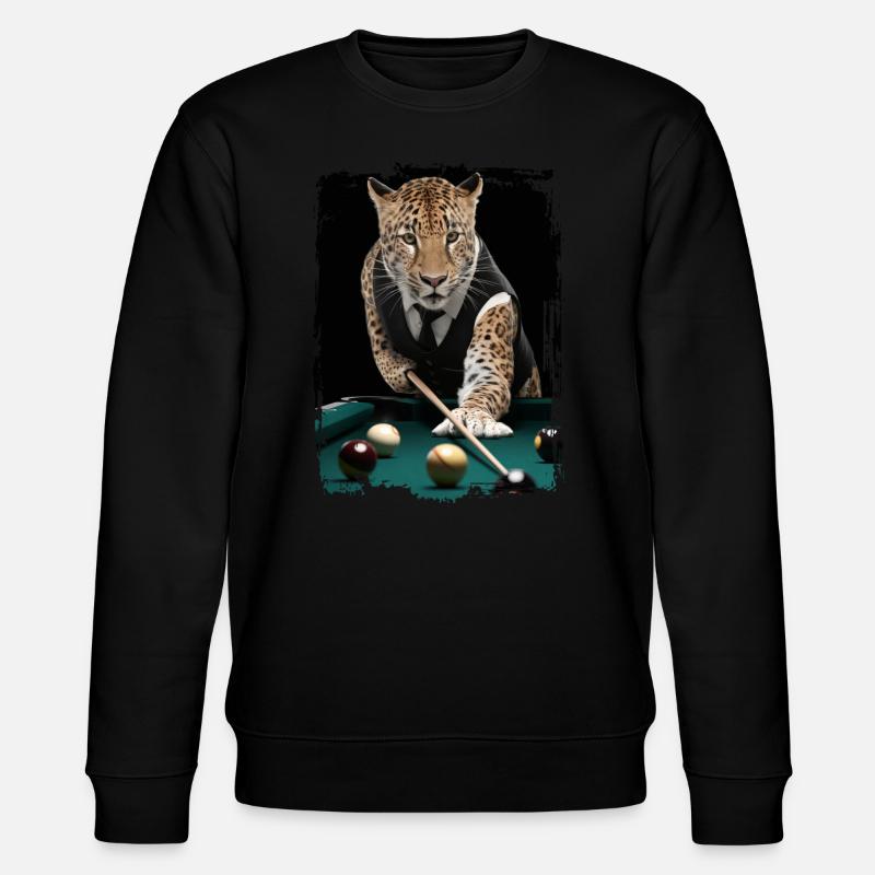 Leopard spielt Billard Geschenk - Stanley/Stella Unisex Bio-Sweatshirt CHANGER  - Schwarz