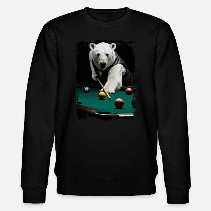 Eisbär spielt Billard Geschenk - Stanley/Stella Unisex Bio-Sweatshirt CHANGER  - Schwarz