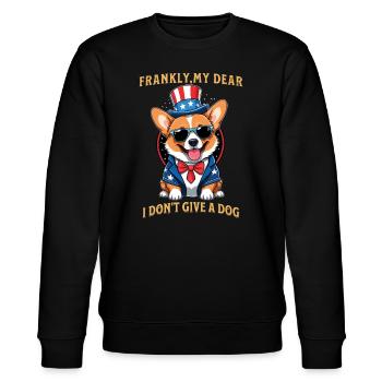 Funny Corgi Dog Patriotic Dog Lover Design - Stanley/Stella CHANGER Unisex Organic Sweatshirt - black - Front - Nik (191cm) & Marisol (170cm)