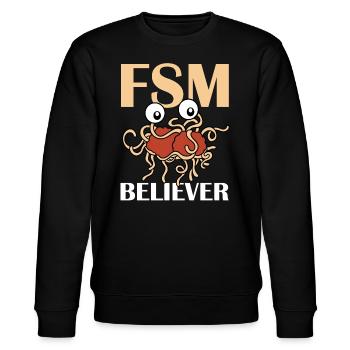 Fliegendes Spaghettimonster FSM - Stanley/Stella Unisex Bio-Sweatshirt CHANGER  - Schwarz - Vorne - Nik (191cm) & Marisol (170cm)