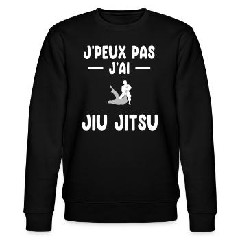 Ich kann nicht, ich habe ein Jiu Jitsu Judoka Geschenk - Stanley/Stella Unisex Bio-Sweatshirt CHANGER  - Schwarz - Vorne - Nik (191cm) & Marisol (170cm)