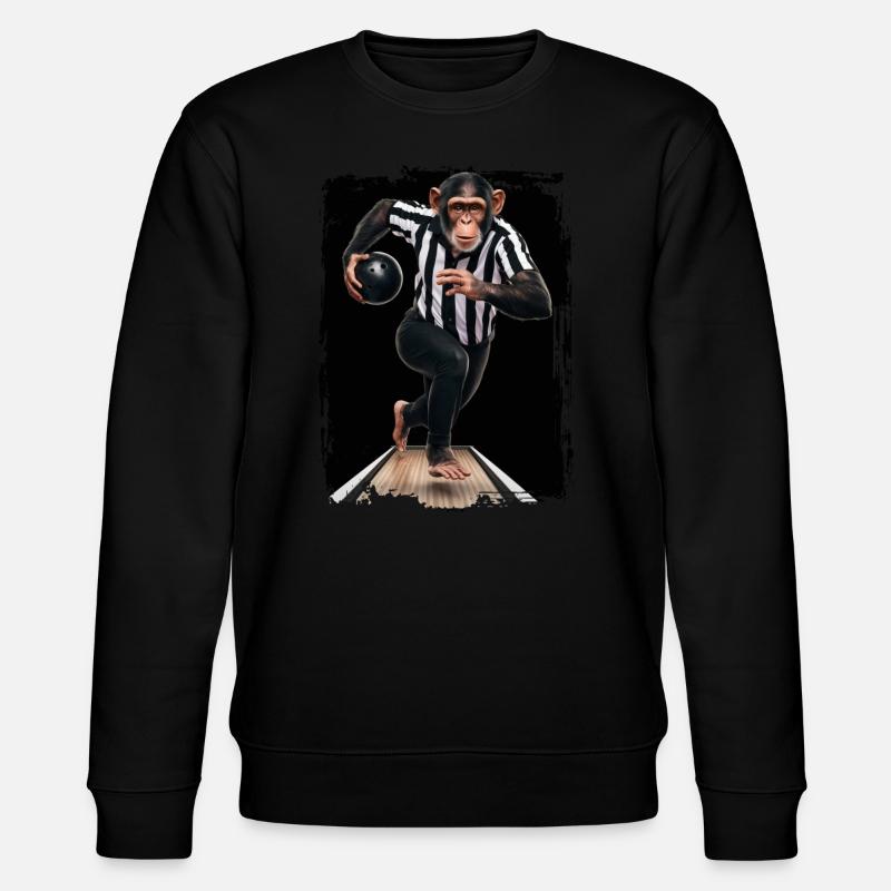 Schimpanse spielt Bowling Geschenk - Stanley/Stella Unisex Bio-Sweatshirt CHANGER  - Schwarz