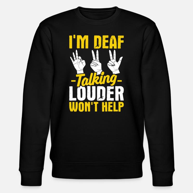 Deaf Pride ASL Gebärdensprache - Stanley/Stella Unisex Bio-Sweatshirt CHANGER  - Schwarz