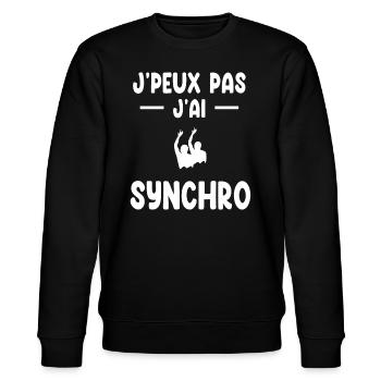 Ich kann nicht, ich habe einen synchronschwimmenden Schwimmer - Stanley/Stella Unisex Bio-Sweatshirt CHANGER  - Schwarz - Vorne - Nik (191cm) & Marisol (170cm)