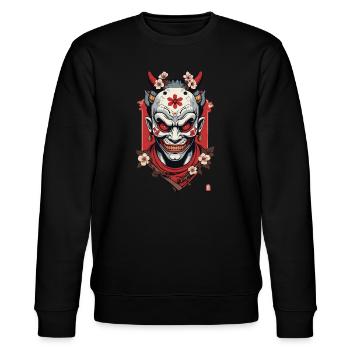 Oni Demon Mask Samurai Japanese Spirit - Stanley/Stella CHANGER Unisex Organic Sweatshirt - black - Front - Nik (191cm) & Marisol (170cm)