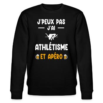 athlète je peux pas j'ai saut en hauteur apéro - Sweat bio CHANGER Stanley/Stella Unisexe - noir - Devant - Nik (191cm) & Marisol (170cm)