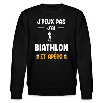 Biathlet Ich kann nicht Ich kann Biathlon Aperitif haben - Stanley/Stella Unisex Bio-Sweatshirt CHANGER  - Schwarz - Vorne - Nik (191cm) & Marisol (170cm)
