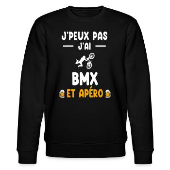 Radfahrer Ich kann nicht Ich kann keinen BMX Aperitif haben - Stanley/Stella Unisex Bio-Sweatshirt CHANGER  - Schwarz - Vorne - Nik (191cm) & Marisol (170cm)