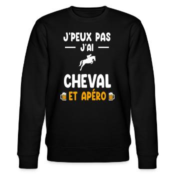 Reiter Ich kann nicht Ich habe Pferd Mann Aperitif - Stanley/Stella Unisex Bio-Sweatshirt CHANGER  - Schwarz - Vorne - Nik (191cm) & Marisol (170cm)