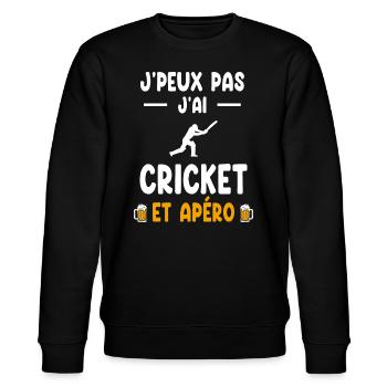 Schlagmann Ich kann nicht Cricket-Aperitif haben - Stanley/Stella Unisex Bio-Sweatshirt CHANGER  - Schwarz - Vorne - Nik (191cm) & Marisol (170cm)