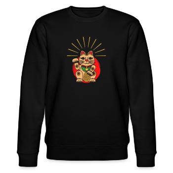 Japan Glückskatze Kawaii Neko - Stanley/Stella Unisex Bio-Sweatshirt CHANGER  - Schwarz - Vorne - Nik (191cm) & Marisol (170cm)