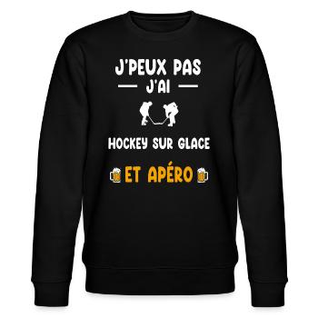 Hockeyspieler Ich kann nicht Ich kann keinen Eishockey-Aperitif - Stanley/Stella Unisex Bio-Sweatshirt CHANGER  - Schwarz - Vorne - Nik (191cm) & Marisol (170cm)