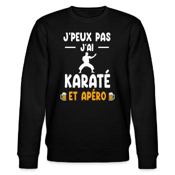 karatéka je peux pas j'ai karaté apéro - Sweat bio CHANGER Stanley/Stella Unisexe - noir - Devant - Nik (191cm) & Marisol (170cm)