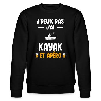 Kajakfahrer Ich kann nicht Kajak Aperitif - Stanley/Stella Unisex Bio-Sweatshirt CHANGER  - Schwarz - Vorne - Nik (191cm) & Marisol (170cm)