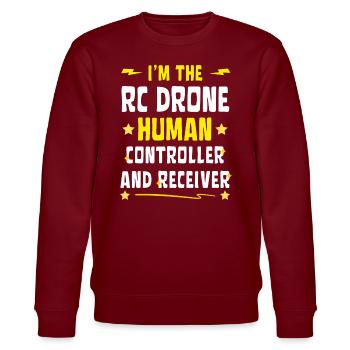 Ich bin der RC Drone Human Controller - Stanley/Stella Unisex Bio-Sweatshirt CHANGER  - Burgunderrot - Vorne - Nik (191cm) & Marisol (170cm)