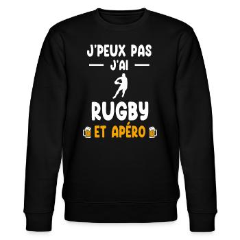 rugbyman I can't I have rugby man aperitif - Stanley/Stella Unisex Bio-Sweatshirt CHANGER  - Schwarz - Vorne - Nik (191cm) & Marisol (170cm)