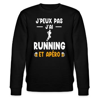 coureur je peux pas j'ai running apéro - Sweat bio CHANGER Stanley/Stella Unisexe - noir - Devant - Nik (191cm) & Marisol (170cm)