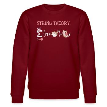 String Theory Nerd Schrödinger's Cat - Stanley/Stella CHANGER Unisex Organic Sweatshirt - burgundy - Front - Nik (191cm) & Marisol (170cm)