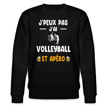 Volleyballspieler Ich kann nicht Volleyball Aperitif trinken - Stanley/Stella Unisex Bio-Sweatshirt CHANGER  - Schwarz - Vorne - Nik (191cm) & Marisol (170cm)