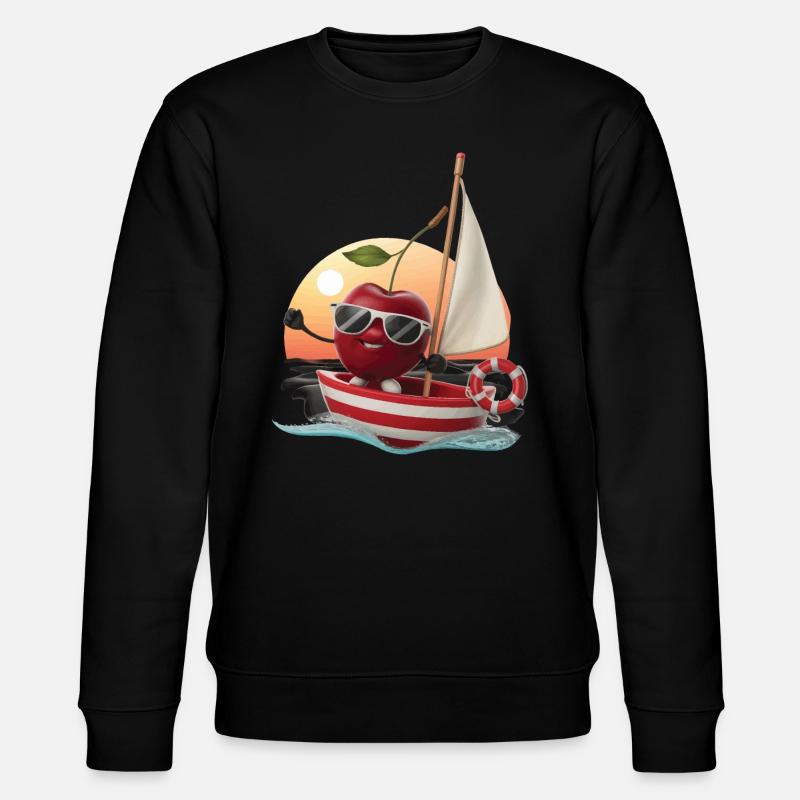 Obst Kirsche Bootfahren Geschenk - Stanley/Stella Unisex Bio-Sweatshirt CHANGER  - Schwarz
