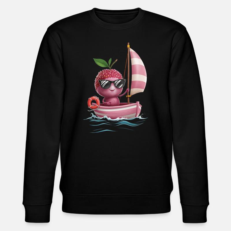 Frucht Litschi Bootfahren Geschenk - Stanley/Stella Unisex Bio-Sweatshirt CHANGER  - Schwarz