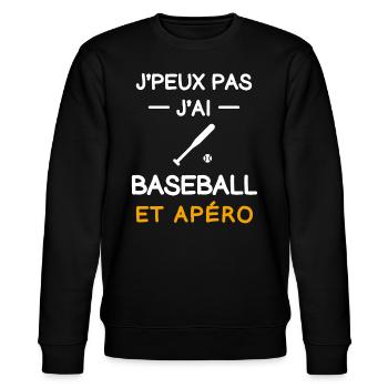 je peux pas j'ai baseball apéro baseballeur - Sweat bio CHANGER Stanley/Stella Unisexe - noir - Devant - Nik (191cm) & Marisol (170cm)