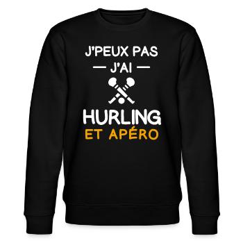 I can't I Hurling Aperitif Trommler - Stanley/Stella Unisex Bio-Sweatshirt CHANGER  - Schwarz - Vorne - Nik (191cm) & Marisol (170cm)