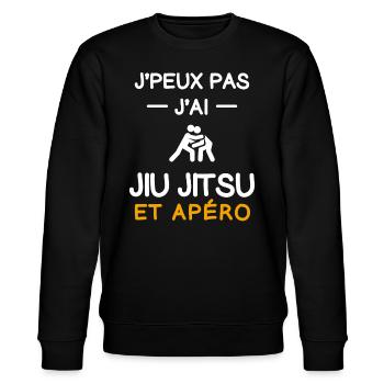 I can't I have Jiu Jitsu Aperitif Judoka - Stanley/Stella Unisex Bio-Sweatshirt CHANGER  - Schwarz - Vorne - Nik (191cm) & Marisol (170cm)