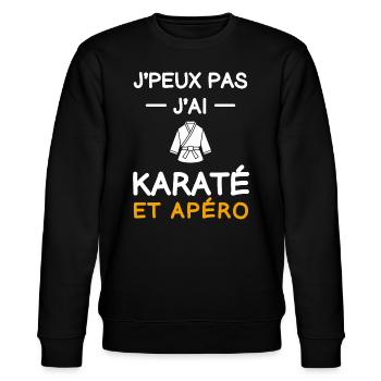 je peux pas j'ai karaté apéro karatéka - Sweat bio CHANGER Stanley/Stella Unisexe - noir - Devant - Nik (191cm) & Marisol (170cm)