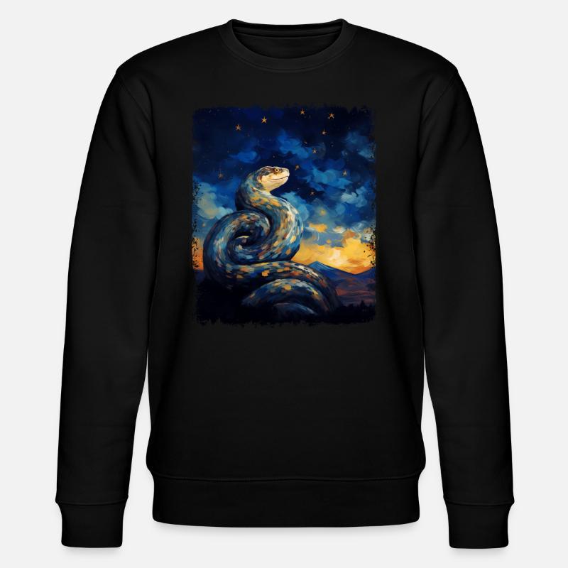 Kugelpython Schlange Sternennacht Gemälde - Stanley/Stella Unisex Bio-Sweatshirt CHANGER - Schwarz