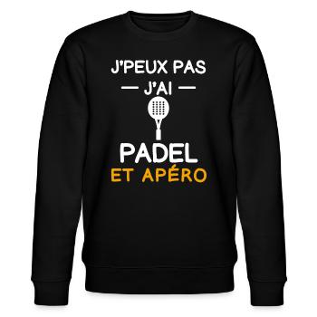 I can't I have Padel Aperitif Padelist - Stanley/Stella Unisex Bio-Sweatshirt CHANGER  - Schwarz - Vorne - Nik (191cm) & Marisol (170cm)