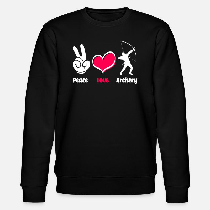 Bogen Friede Liebe Bogenschießen - Stanley/Stella Unisex Bio-Sweatshirt CHANGER  - Schwarz