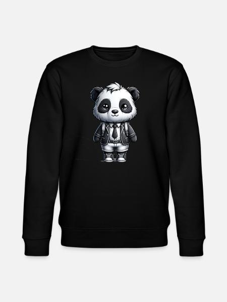 Cute Schoolboy Panda - Stanley/Stella CHANGER Unisex Organic Sweatshirt - black