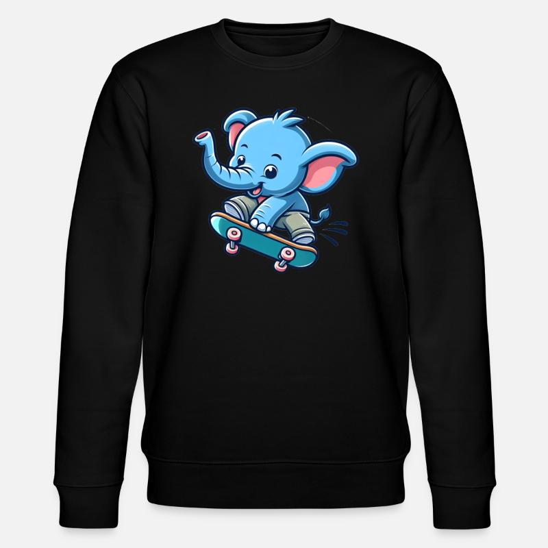 Éléphant patineur mignon - Sweat bio CHANGER Stanley/Stella Unisexe - noir