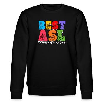 ASL Dolmetscher Gebärdensprache - Stanley/Stella Unisex Bio-Sweatshirt CHANGER  - Schwarz - Vorne - Nik (191cm) & Marisol (170cm)