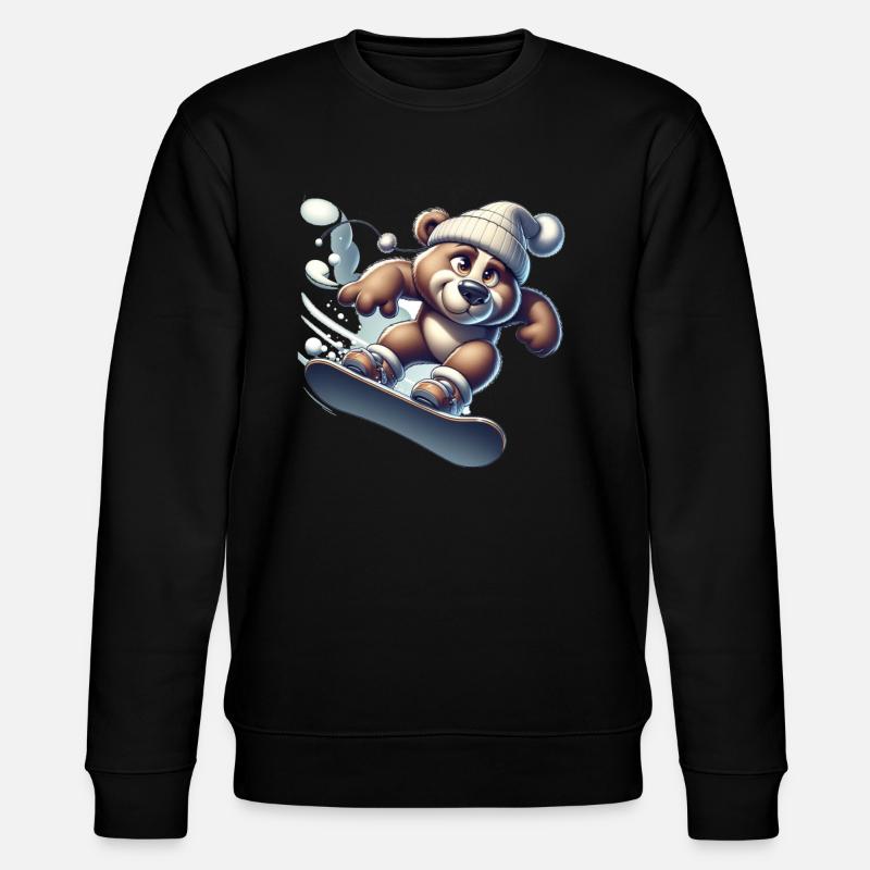 Cute Snowboarder Bear - Stanley/Stella Unisex Bio-Sweatshirt CHANGER  - Schwarz