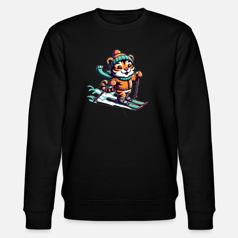 Cute Skier Tiger - Stanley/Stella Unisex Bio-Sweatshirt CHANGER  - Schwarz