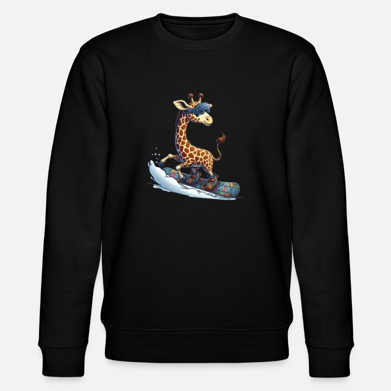 Cute Snowboarder Giraffe - Stanley/Stella Unisex Bio-Sweatshirt CHANGER  - Schwarz