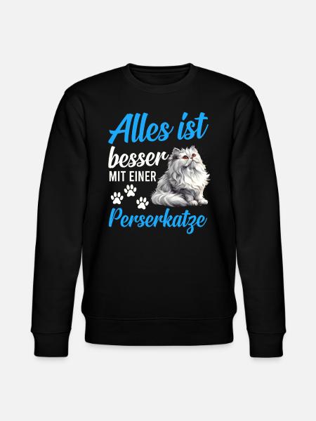 Persialainen kissa KAIKKI ON PAREMPI PERSIALAISEN KISSAN KANSSA - Stanley/Stella CHANGER unisex luomu-collegepaita - musta