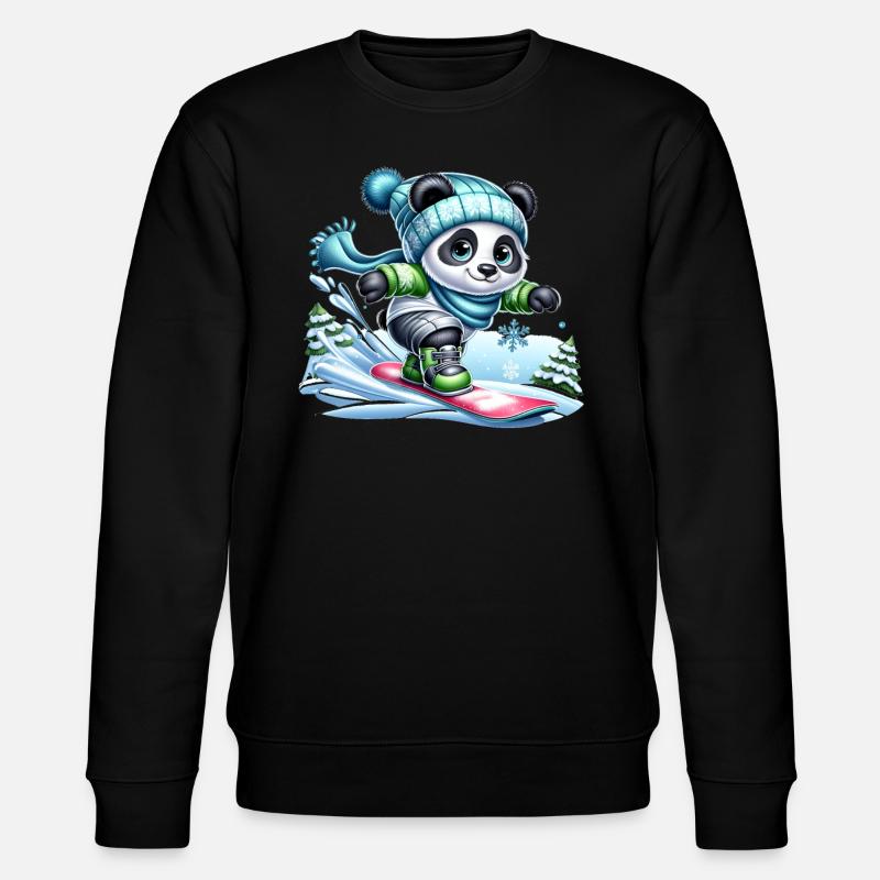 Cute Snowboarder Panda - Stanley/Stella Unisex Bio-Sweatshirt CHANGER  - Schwarz