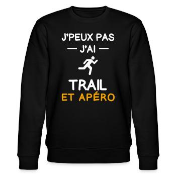 je peux pas j'ai trail apéro trailleur - Sweat bio CHANGER Stanley/Stella Unisexe - noir - Devant - Nik (191cm) & Marisol (170cm)