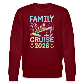 Family Cruise 2026 - Stanley/Stella Unisex Bio-Sweatshirt CHANGER  - Burgunderrot - Vorne - Nik (191cm) & Marisol (170cm)