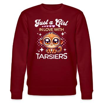 Koboldmaki Mädchen Tarsier - Stanley/Stella Unisex Bio-Sweatshirt CHANGER  - Burgunderrot - Vorne - Nik (191cm) & Marisol (170cm)
