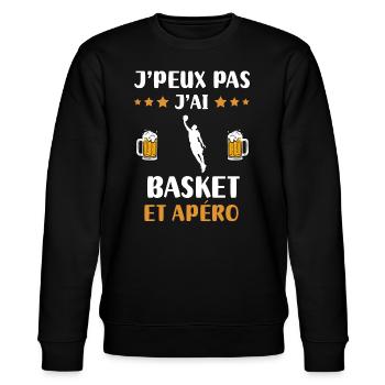 Ich kann nicht, ich habe Basketball, Aperitif, Humor, Geschenk - Stanley/Stella Unisex Bio-Sweatshirt CHANGER  - Schwarz - Vorne - Nik (191cm) & Marisol (170cm)