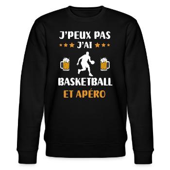 je peux pas j'ai basketball apéro humour cadeau - Sweat bio CHANGER Stanley/Stella Unisexe - noir - Devant - Nik (191cm) & Marisol (170cm)
