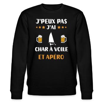 Ich kann nicht sand Segeln Aperitif Humor Geschenk - Stanley/Stella Unisex Bio-Sweatshirt CHANGER  - Schwarz - Vorne - Nik (191cm) & Marisol (170cm)